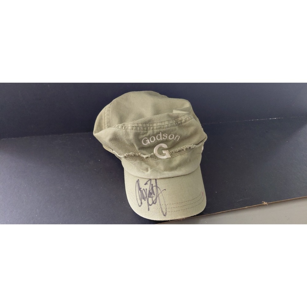 Unknow Autograph handwritten signature olive green distressed cadet Style Cap